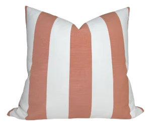 Perennials Striped Outdoor Pillow Cover in Melon, 20x20 Pillow