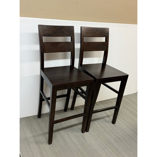 Rustic European Crate & Barrel Basque Bar Stools, Pair For Sale - Image 3 of 12