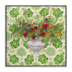 Kashmiri Bloom by Venetia Syms in White Frame, Large Art Print on Canvas