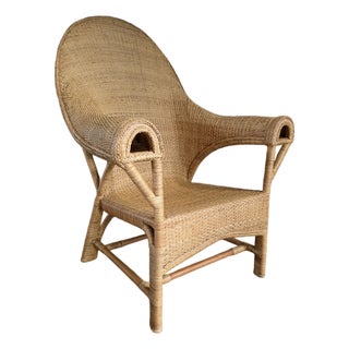 Vintage Arts & Crafts Wicker Rattan Armchair Attrb. Dryad and Co Uk For Sale