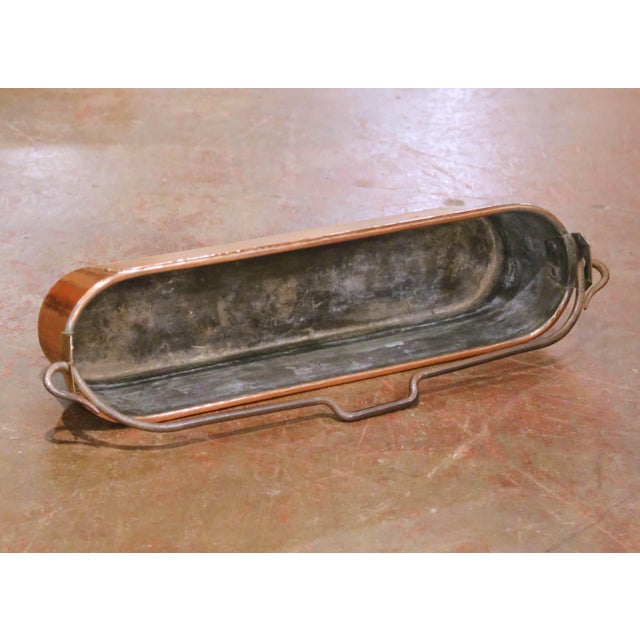 Copper 19th Century French Polished Copper Poissonnière With Wrought Iron Handle For Sale - Image 8 of 9
