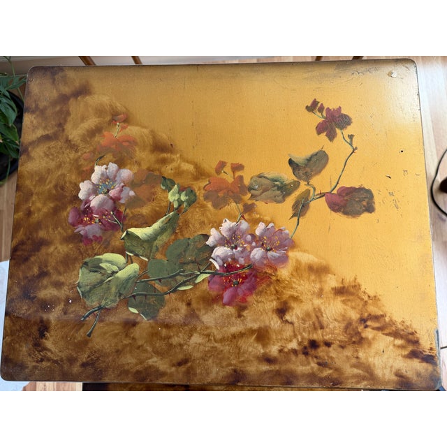R. J. Horner & Co. Antique R J Horner & Co. Art Nouveau Faux-Bamboo Floral Nesting Tables - Set of 4 For Sale - Image 4 of 11