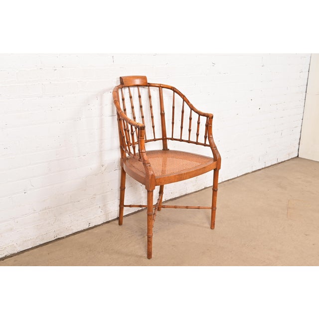 Baker Furniture Company Baker Furniture Faux Bamboo and Cane Regency Armchair, 1960s For Sale - Image 4 of 13