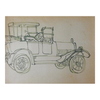 Mid 20th Century Ford Model T Automobile Drawing For Sale