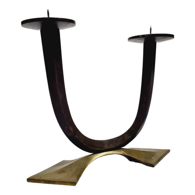 Art Deco Style 2-Armed Candleholder, Germany, 1950s For Sale