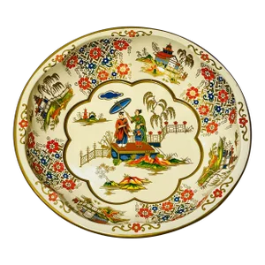 Vintage Asian Family Theme Daher Decorated Serveware Tin - Made in England
