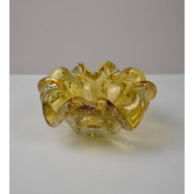 Amber Murano Glass Ashtray with Controlled Bubbles, Italy, 1960s For Sale - Image 10 of 16