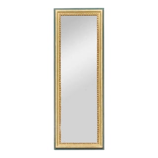 French Giltwood and Green Painted Wedding Mirror With Beaded Frame, Circa 1920 For Sale