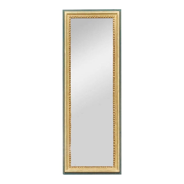 French Giltwood and Green Painted Wedding Mirror With Beaded Frame, Circa 1920 For Sale