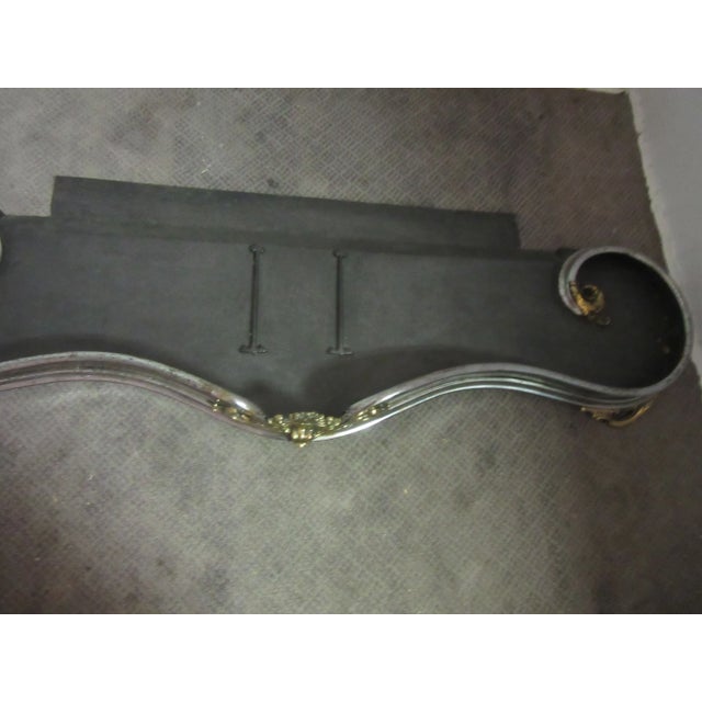 Art Nouveau Art Nouveau Solid Steel French Fireplace Fender With Brass Decoration For Sale - Image 3 of 5