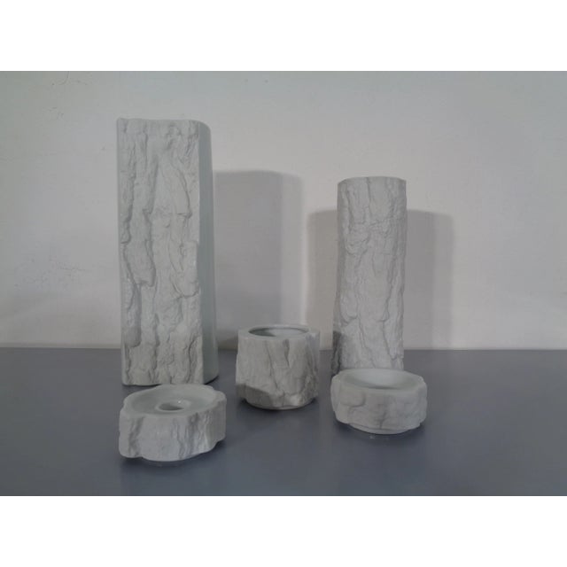 Bisque Porcelain OP Art Vases, Candleholders & Ashtrays by Ernst Fenzi for Bareuther, 1970s, Set of 5 For Sale - Image 14 of 14