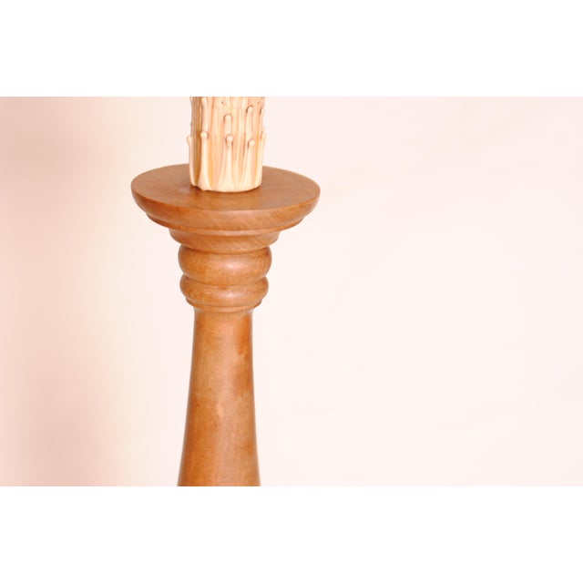 Vintage Turned Wood Floor Lamp, 1940s For Sale - Image 4 of 14