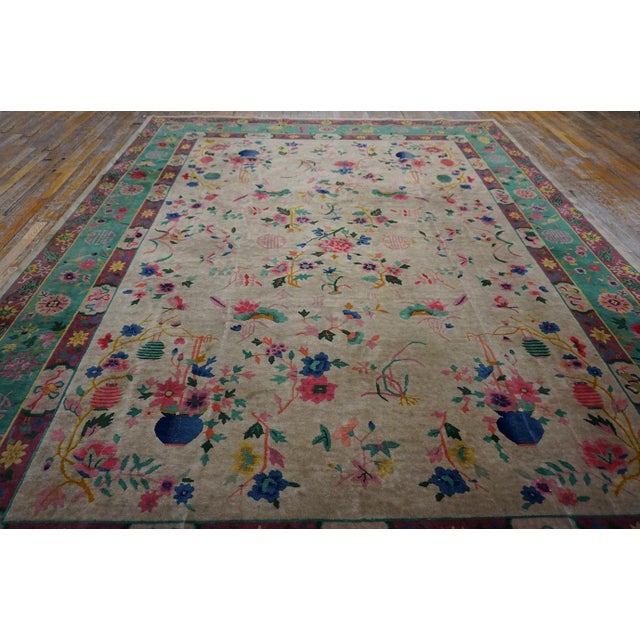 1920s Chinese Art Deco Carpet ( 9'2" x 11'7" - 280 x 353 ) Antique Chinese - Art Deco Room Size Wool Ivory Rug, Circa...