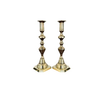 Victorian Brass Candlesticks, 1860s, Set of 2 For Sale