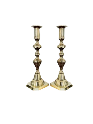Victorian Brass Candlesticks, 1860s, Set of 2