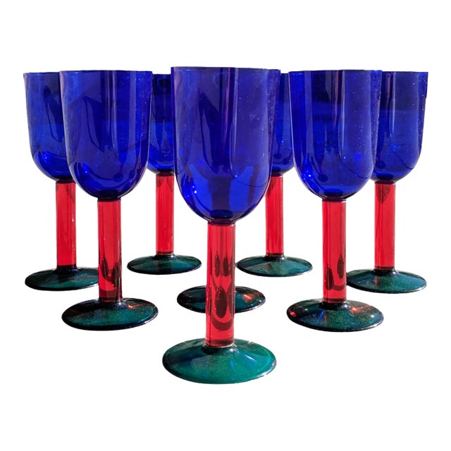 Vintage Color Blocked Acrylic Party Glasses by Precisioncraft- Set of 8 For Sale