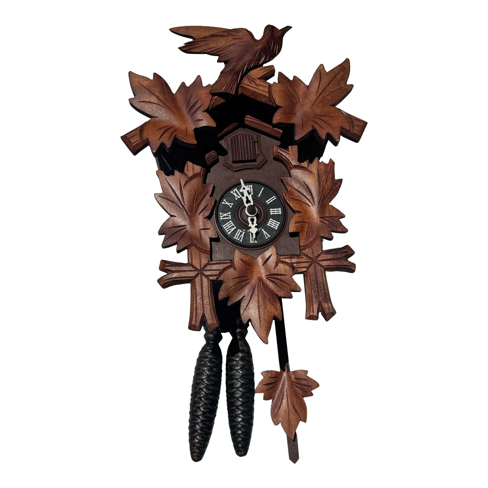 Late 20th Century Black Forest Style German Cococlock Wall Clock | Chairish