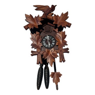 Late 20th Century Black Forest Style German Cococlock Wall Clock For Sale