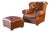 Restoration Hardware Churchill Cigar Leather Luxe Writer's Chair and Ottoman For Sale