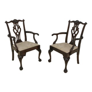 Pair Stickley Chippendale Ball & Claw Dining Room Armchairs For Sale