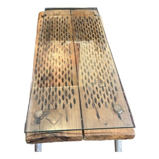 Early 20th Century Rustic Threshing Board Coffee Table For Sale