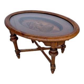 Carved Wood Cameo Tray Table For Sale