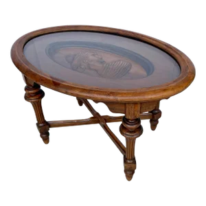 Carved Wood Cameo Tray Table