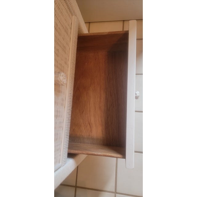 1980s Coastal White Henry Link Wicker Nightstand by Lexington For Sale - Image 14 of 18