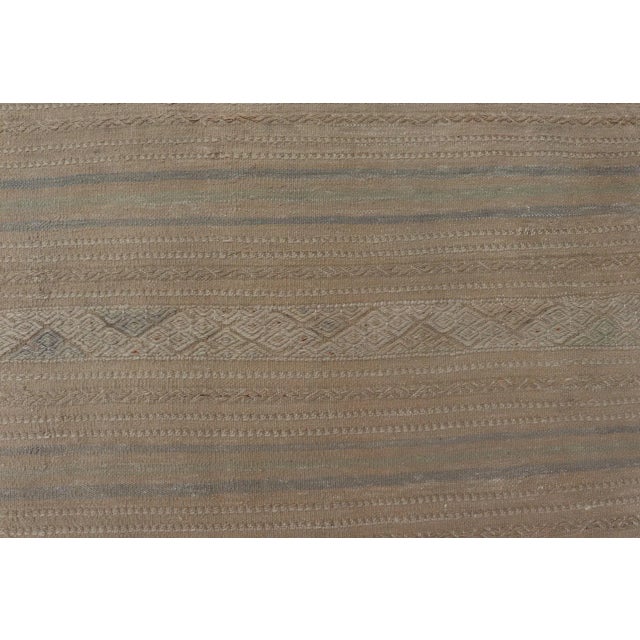 Turkish Vintage Gallery Kilim Stripe Rug With in Tan, Taupe, and Earth Tones For Sale - Image 9 of 11