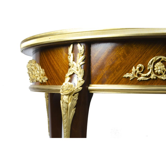Wood Late 19th Century Louis XV Circular Gueridón Table With Ormolu Accents Attributed to François Linke for Maison Forest, France For Sale - Image 7 of 11