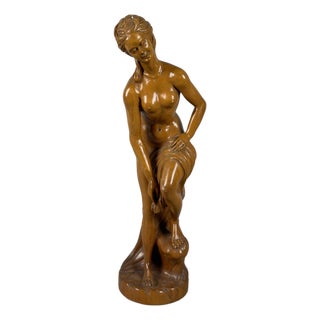 Vintage Bathing Venus in Hand-Carved Wood, 1960s For Sale