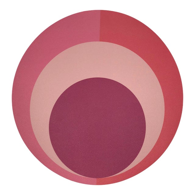Color Block Pink Coral, 16" Round Pebble Placemats, Set of 4 For Sale