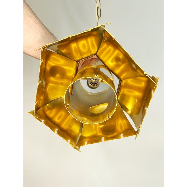 Brutalist Flame-Cut Copper Pendant Lamp attributed to Svend Aage Holm Sørensen, Denmark, 1960s For Sale - Image 9 of 11
