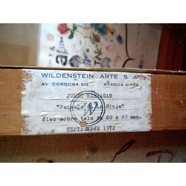 Julio Barragan, Paisaje de la Rioja Argentinian Modernist Concretist Cubist Oil Painting, 1972 For Sale - Image 4 of 7