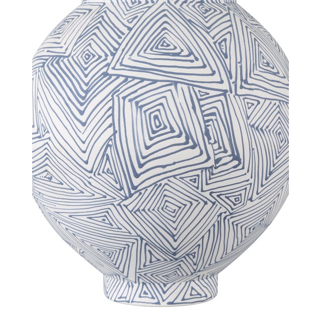 Contemporary Currey & Company Blue Zag Large Vase For Sale - Image 3 of 6