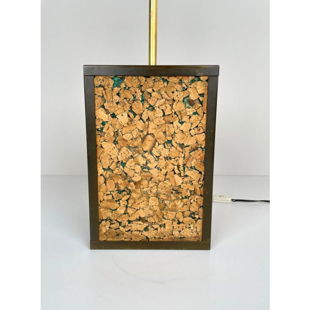Cork & Brass Table Lamp, Italy, 1970s For Sale - Image 6 of 8