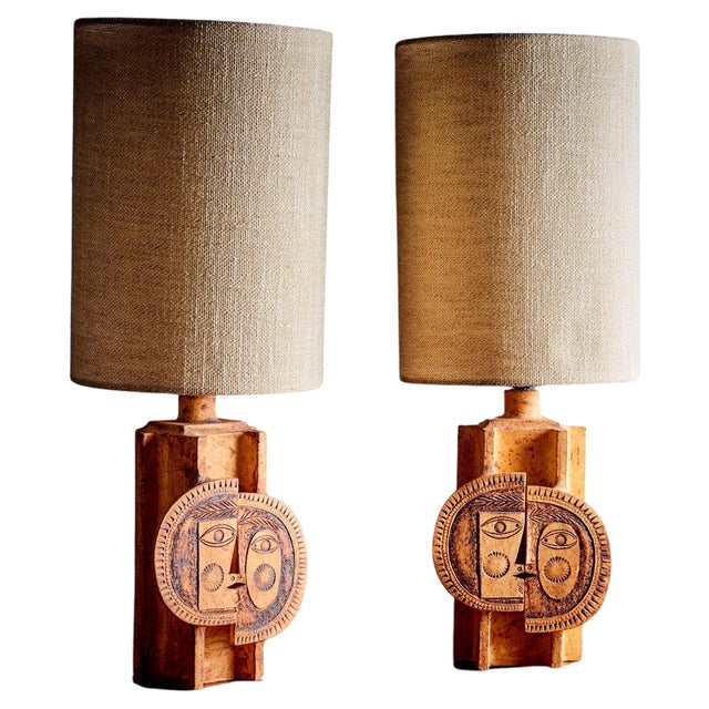 Ceramic Table Lamps by Roger Capron, 1970s, Set of 2 For Sale