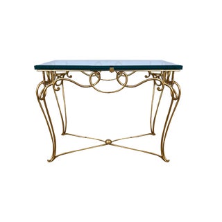 Small Golden Wrought Iron and Glass Table in the style of Drouet Spirit, 1970s For Sale