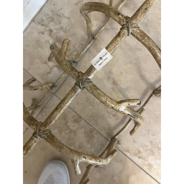 Rustic Brutalist Gold Twig Branch Iron Fireplace Log Holder - Magazine Newspaper Rack For Sale - Image 3 of 12