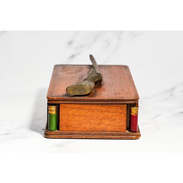 Vintage Mid Century Hunting Theme Wood Box Sporting Desk & Jewelry Storage For Sale In New York - Image 6 of 11