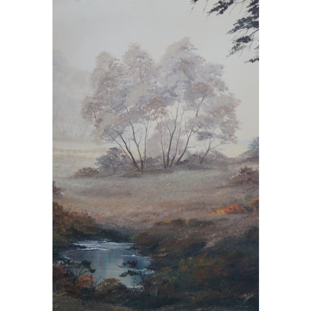 Vintage Realist Woodland Oil Landscape Painting Signed and Framed For Sale - Image 4 of 13