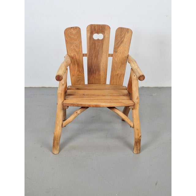 Brutalist Chair Wood Armchair, France, 1980s For Sale - Image 6 of 9