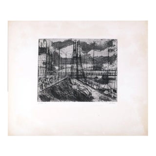 View of Rotterdam - Original Etching by R. Klaveren-Exel - 1970s 1970s For Sale