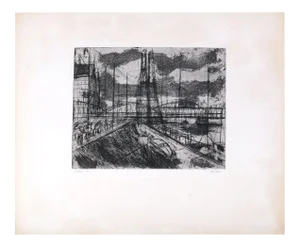 View of Rotterdam - Original Etching by R. Klaveren-Exel - 1970s 1970s