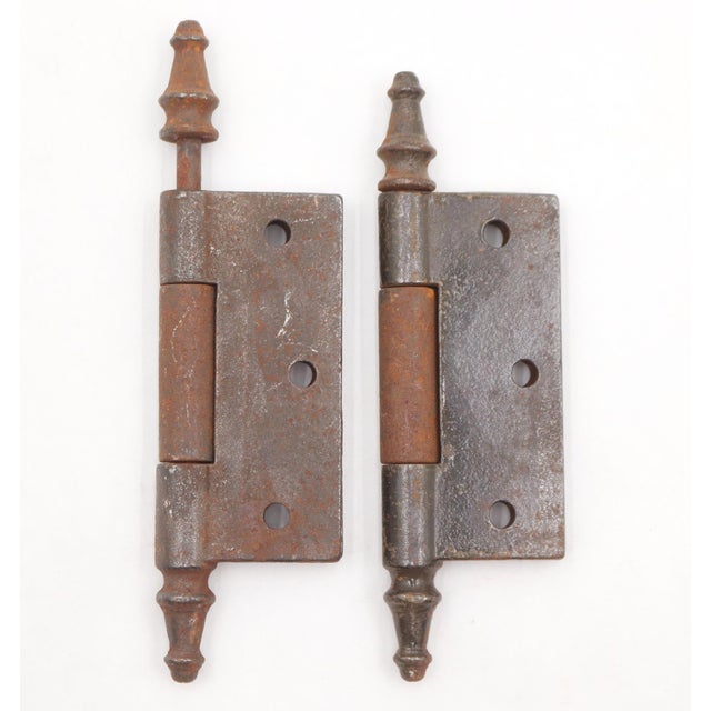 Pair of Antique 2.5 X 3 In. Victorian Cast Iron Door Hinges For Sale - Image 4 of 4