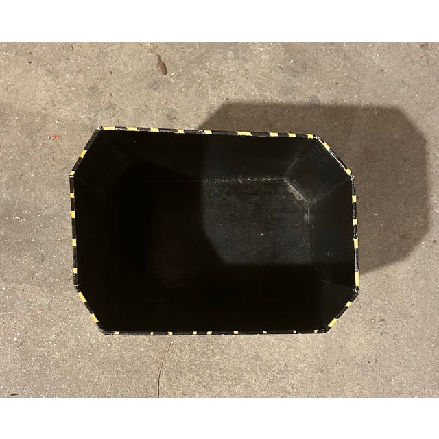 Black Vintage Octagonal Painted Waste Bin For Sale - Image 8 of 11