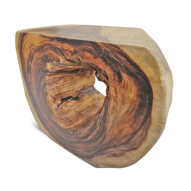 Brown Monkey Pod Wood Organic Modern Side Table For Sale - Image 8 of 8