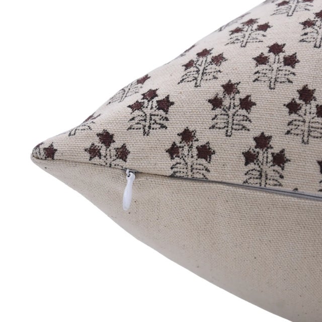 Art Deco Fabdivine Decorative Block Print Cushion Cover 22x22 Inch Duck Canvas-Kesariya For Sale - Image 3 of 4