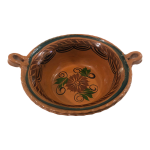 Large Vintage Mestizo Hand Thrown Mexican Pottery Bowl W/ Handles