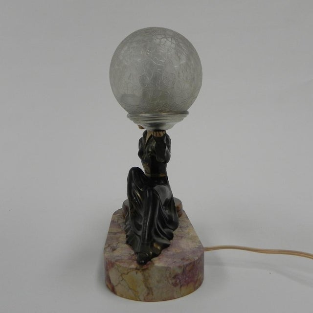 Art Deco Desk Lamp with Woman and Globe, 1920s For Sale - Image 14 of 18